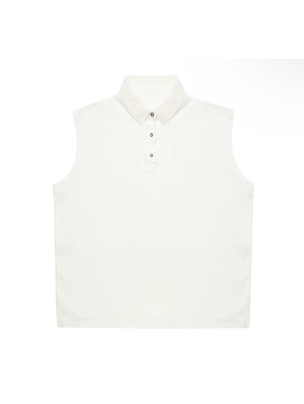 Free People Sleeveless Polo Top in White XL